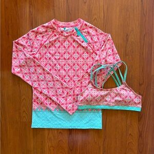 Cabana Life Girls Rash Guard and Bikini Top